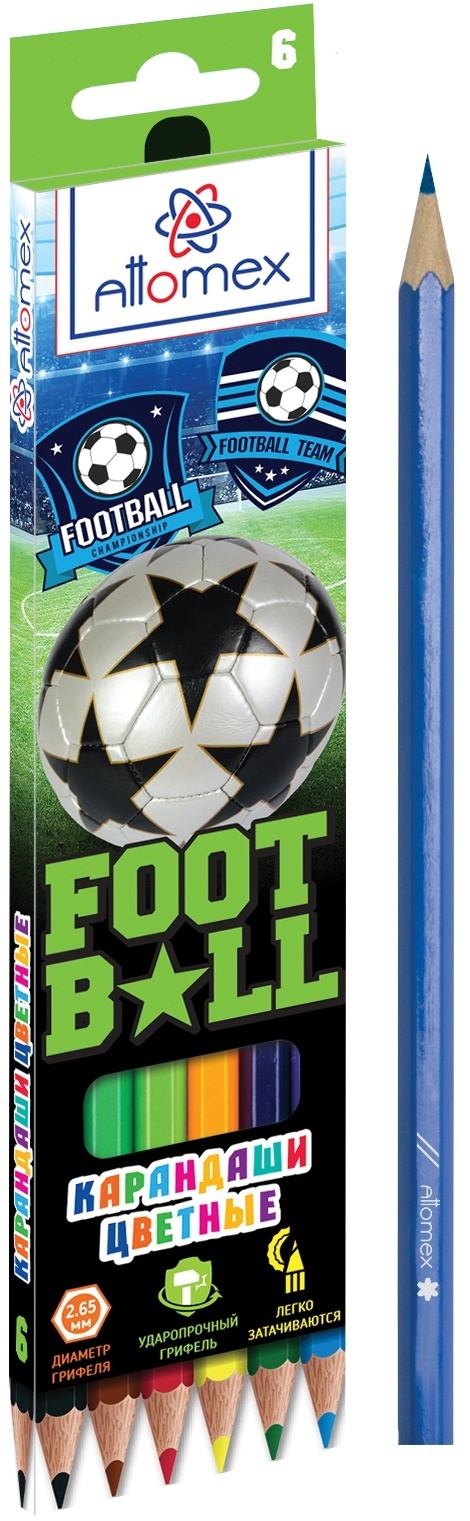 Карандаши 6 цв deVENTE  'Altomex Football' М шестигранные в картонной коробке европодвес 5021204