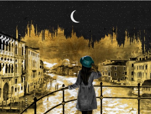 Алмазная мозайка 'Золотая Венеция' (блест.) 20х30 см, на картоне с част. заполн. 13 цветов, НД-0984