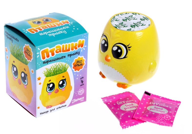 Набор для опытов, для детей 'Пташки, выращиваем травку' растение в желтом горшочке, 5155391