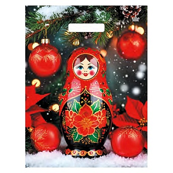 Пакет ПЭ с вырубной ручкой 31x40см (60) (Матрешкин снег) НГ, ламинированный Тико (х50/500)