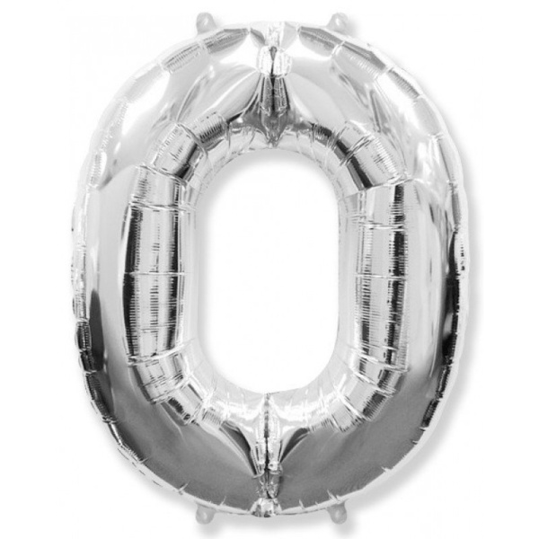 Шары фольга Цифры 40' Серебро '0' 100 см.